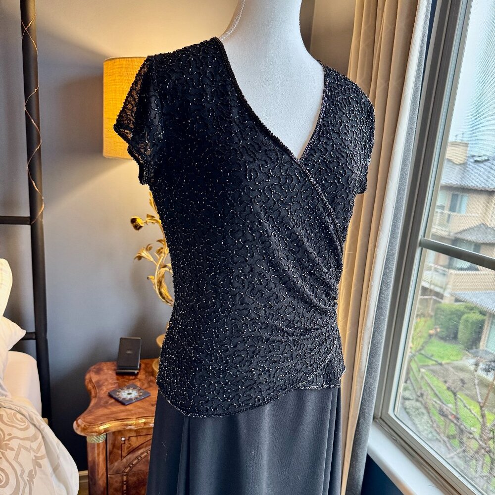 Black Sparkly Beaded Bodice Formal Gown